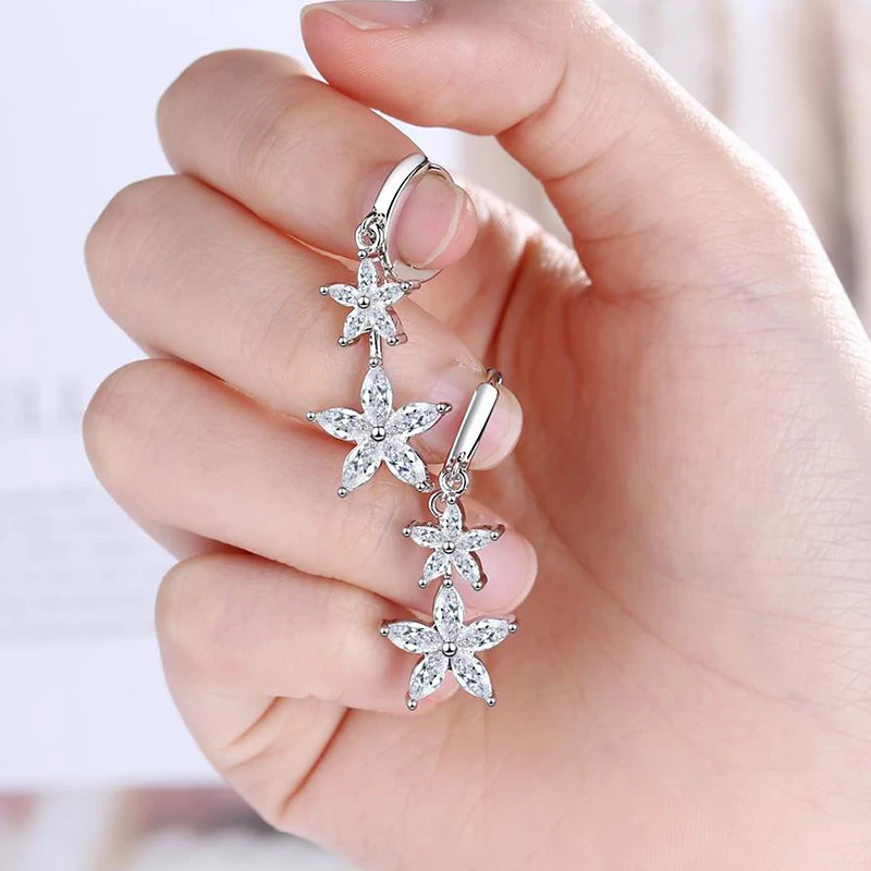 Серьги подвески с кристаллами 5 А|Серьги-подвески| |