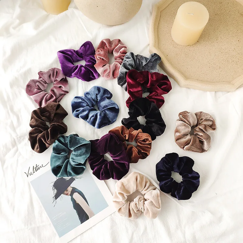 New Large Elastic Gold Velvet Large Intestine Hair Ring European and American Retro Accessories Hair Accessories for Women 2021