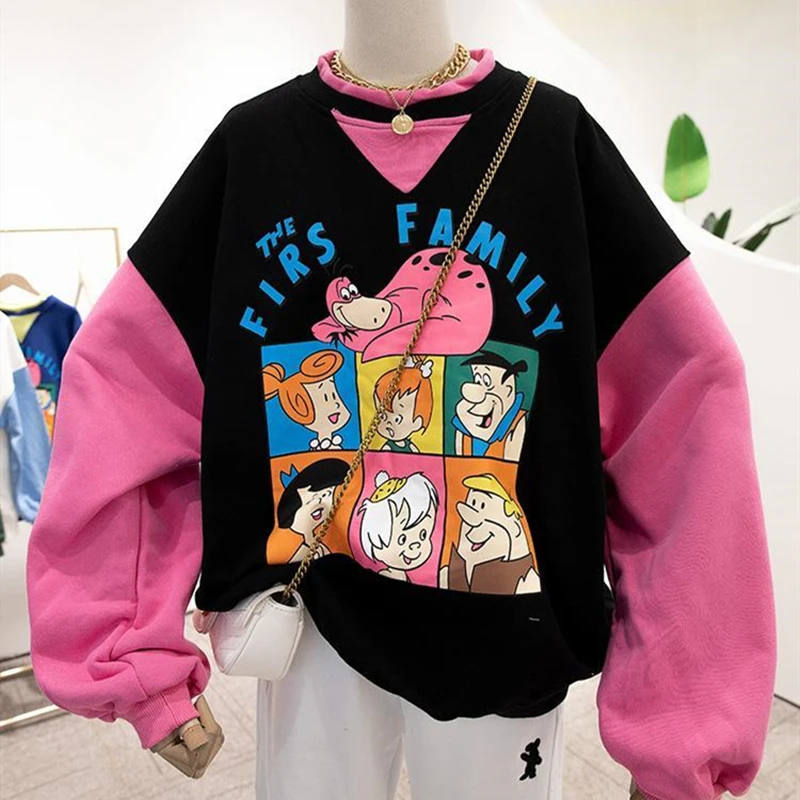 

Ins Punk Style Vintage Cartoon Print Sweatshirt Women Kawaii Clothes for Teens Oversized Streetwear Korean Designer Fashion Tops
