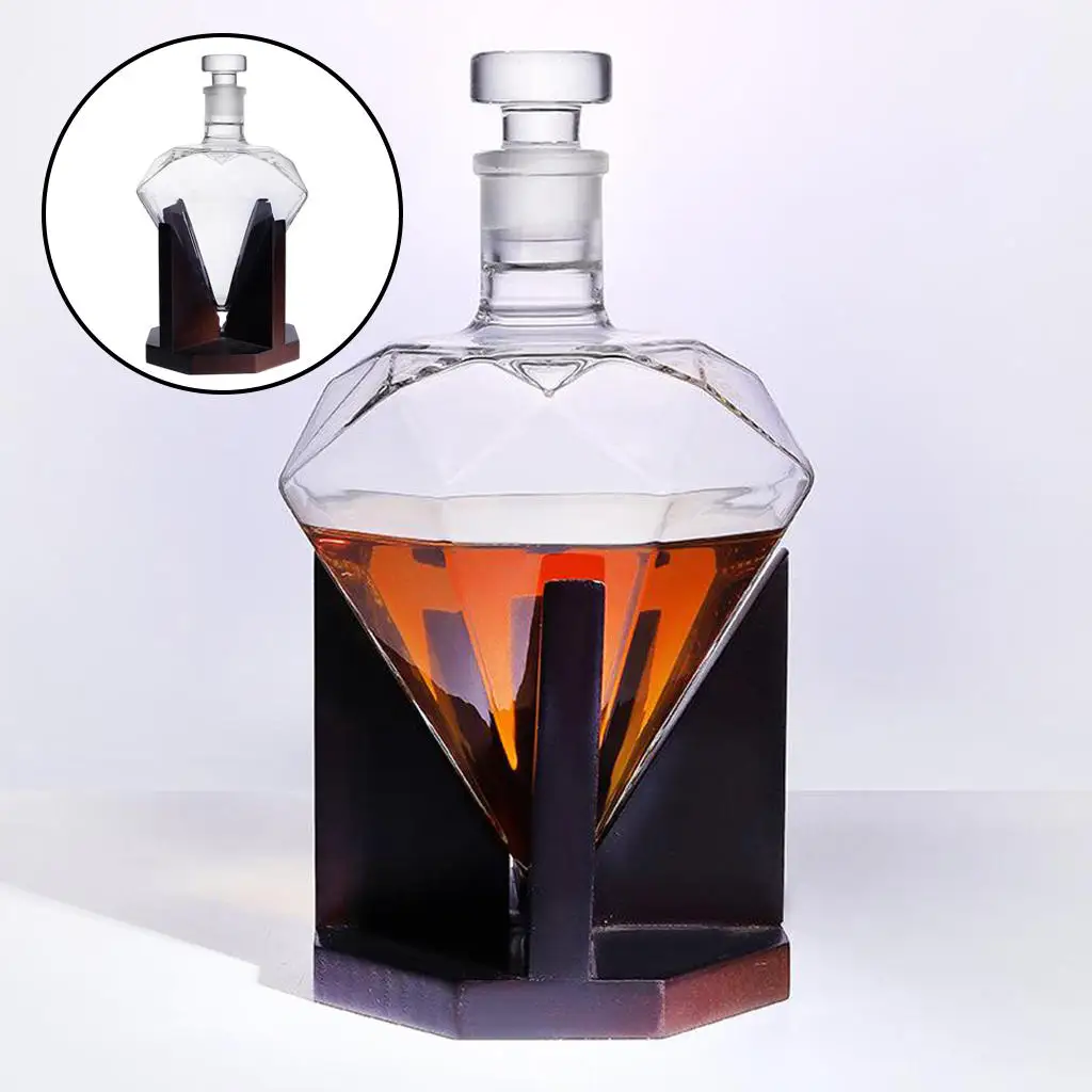 

850ml Heart Shape Crystal Diamond Decanter Vodka Bourbon Wine Pourer Whisky Dispenser Bar Home Decoration