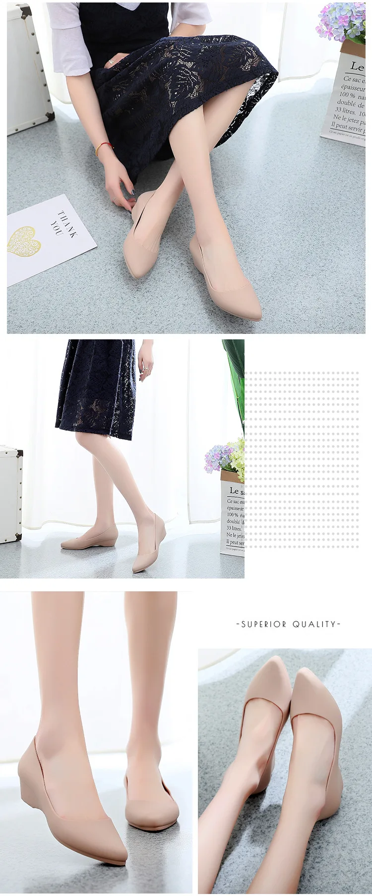 CXJYWMJL Autumn Fashion Low Heel Women Shoes Comfortable Wedge Heel Shoe Pointed Shallow Mouth Shoes Fashion Wild Female Shoe