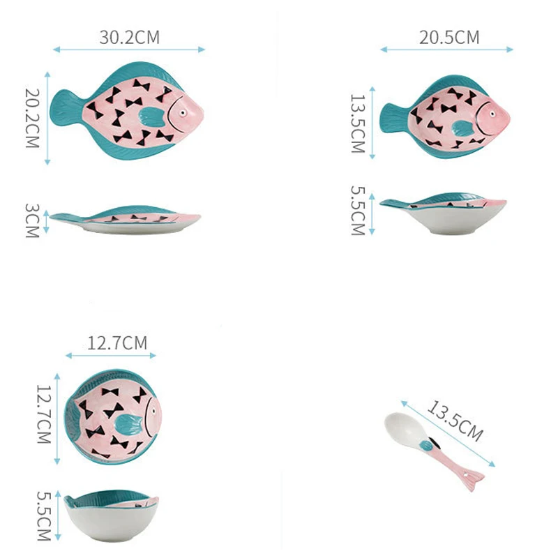 Японский керамический набор посуды ручная роспись креативная тарелка для рыбы