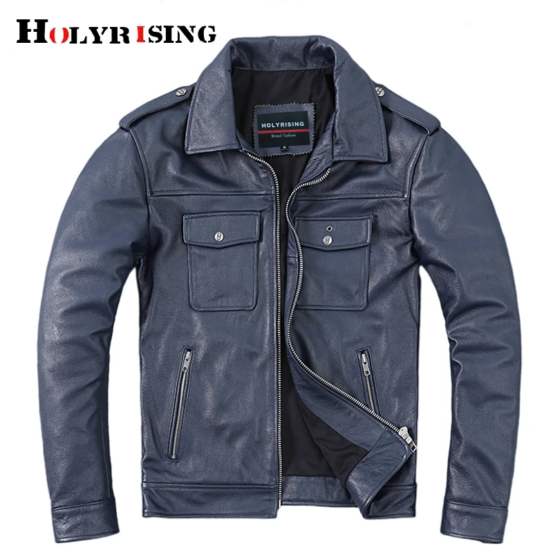 

Men's Real Leather Jacket Cow Overcoats Casual Motorcycle Jaquetas 5XL Cowhide Zipper Turn Collar Male Coat Veste Homme 19749