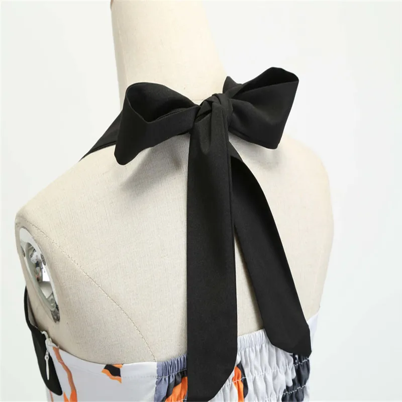 Женский костюм на Хэллоуин с винтажным принтом вечернее платье лямкой шее для