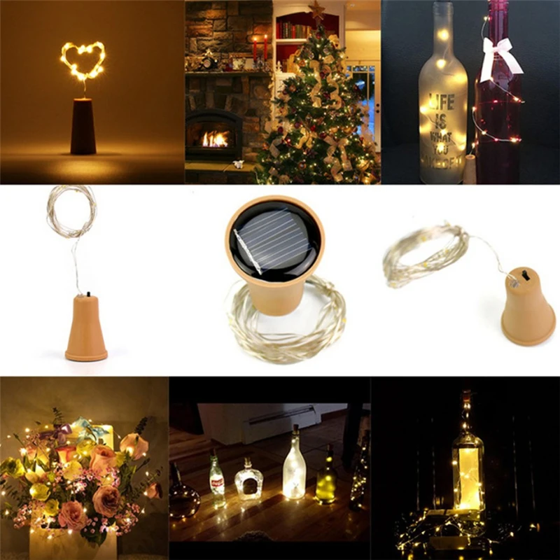

10LED Garland Solar Wine Bottle Lights Solar Cork Fairy Lights Christmas Light Copper Garland Wire String DIY Decoration Lamps