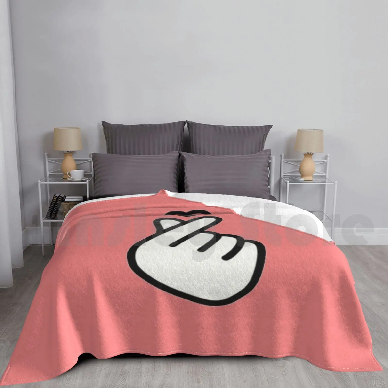 Одеяло с сердцем из сеула Модный корейский рисунок Kdrama средний палец в Корейском