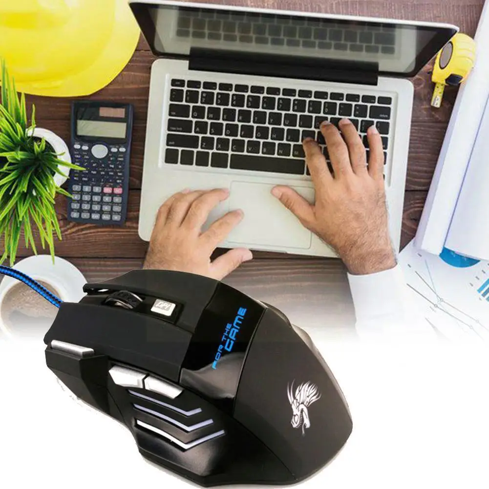 

7 Buttons Gamer Computer Mice Adjustable USB LED Optical Wired 5500DPI For Gaming Mouse Mouse Gamer Gaming For Universal R7Q5