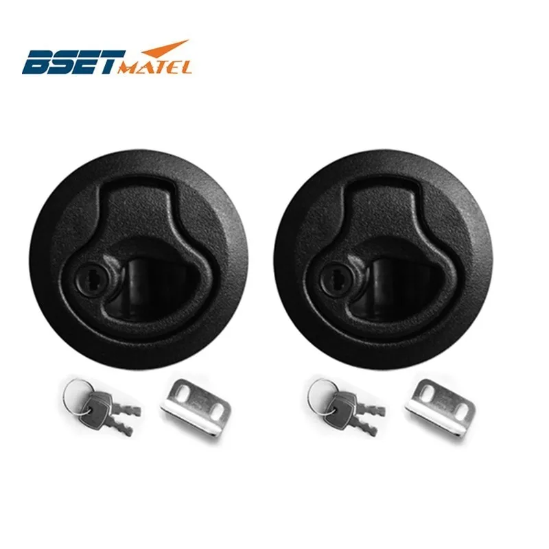 

2X Black Locking lift handle Flush Boat Latch with key can locking Flush Pull Latches Deck Hatch