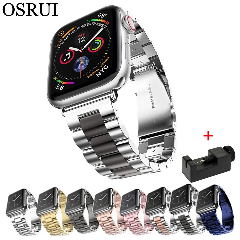 Ремешок для Apple watch band 42 мм 38 iWatch 44 40 браслет из нержавеющей стали 4 5 3