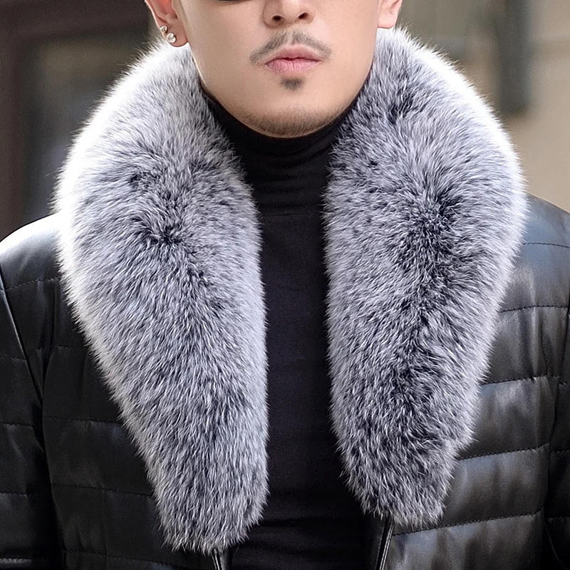 

Real Leather Jacket Men Duck Down Coat Warm Natural Fox Fur Collar Men Genuine Leather Jacket Plus Szie 5XL LX2476