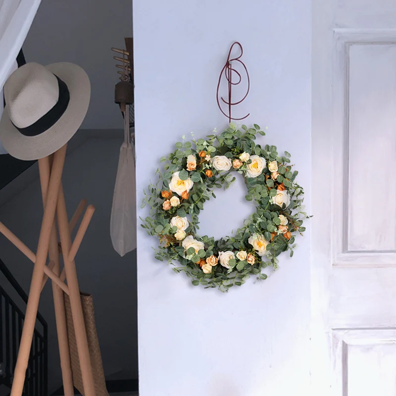 

Garland Eucalyptus Camellia Yage Rose Lantern Flower Wreath Home Decoration Ornaments Wedding Wreath Bride Bridesmaid Wreath