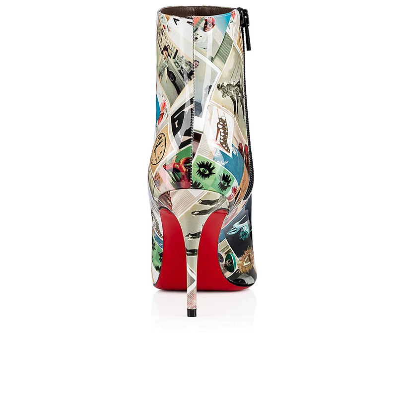 

Ladies Mules Luxury Ankle Boots Sexy Platform Clear Women Leather High Heels 8 10 12cm Red Bottom Wedding Party Shoes 35-44