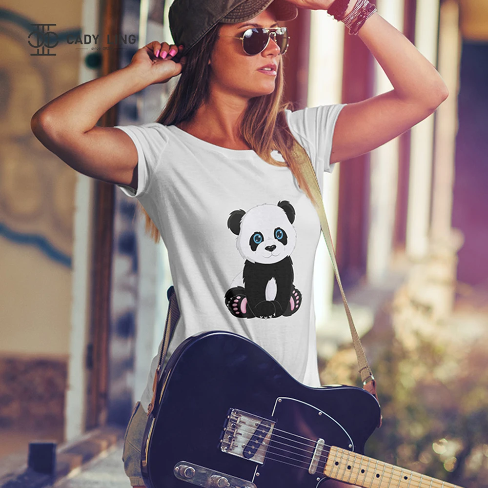 

New Lovely Panda Letter Print T Shirt Women O Neck Short Sleeve Summer T-Shirt Tops Casual T Shirts XS-4XL