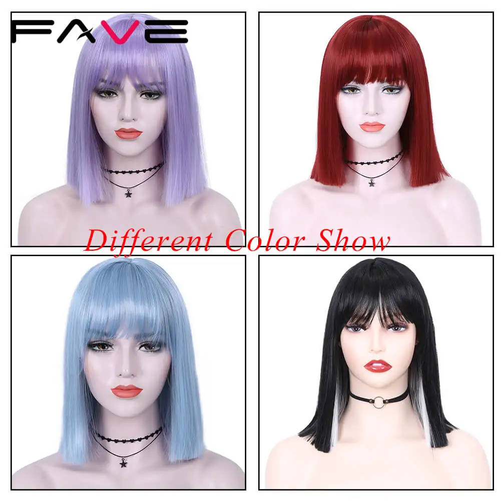 Парик FAVE черно белый с челкой синтетические парики для косплея белых женщин и