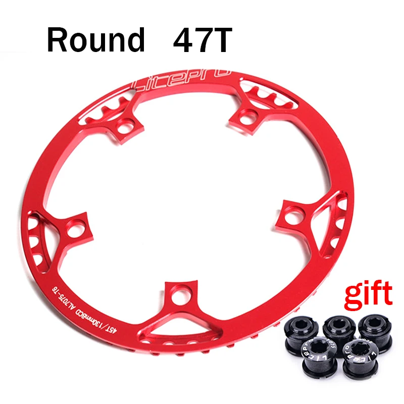 Red 47T Litepro 42 T/45 T/47 T/53 T/56 T/58 T Одиночная скорость 130BCD складные велосипедные шатуны BMX из сплава цепные колеса AL7075 - Цвет: Red 47T
