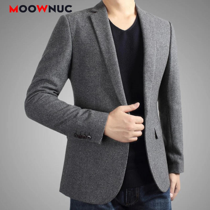 Одежда жениха мужской костюм блейзеры осенняя куртка Masculino Hombre однотонная приталенная умная повседневная мужская одежда s мужские пальто MOOWNUC