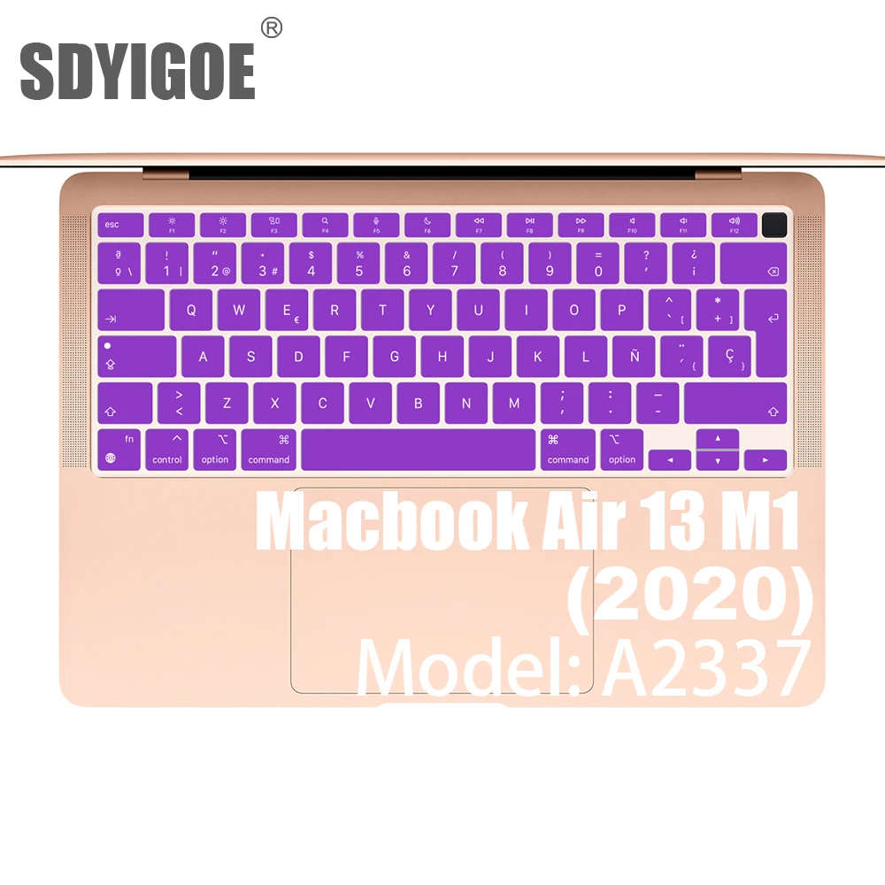 Spanish Laptop color silicone Keyboard Cover For Macbook Air 13 A2337 Protective film keyboard case For Apple Air13 M1 2020 New