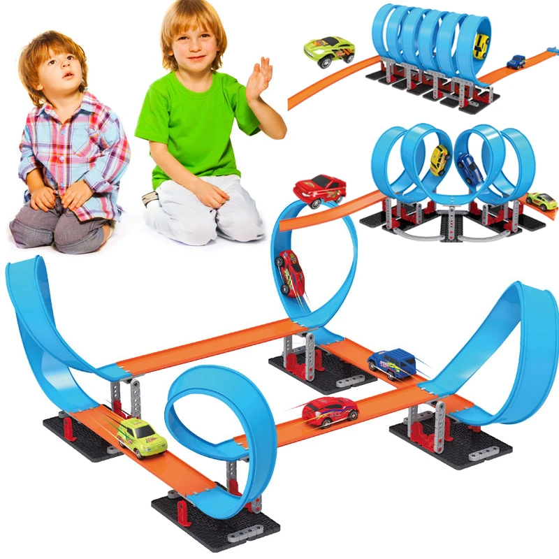 DIY Круглый трек игрушки Модель Выдвижной рельсовый автомобиль для детей