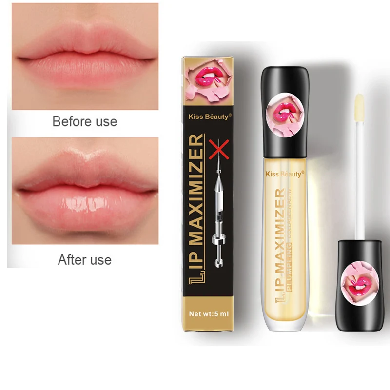 

Lips Plumper Makeup Long Lasting Big Lip Gloss Moisturizer Plump Volume Shiny Sexy Vitamin E mineral Oil lipstick Lip Care 5ml