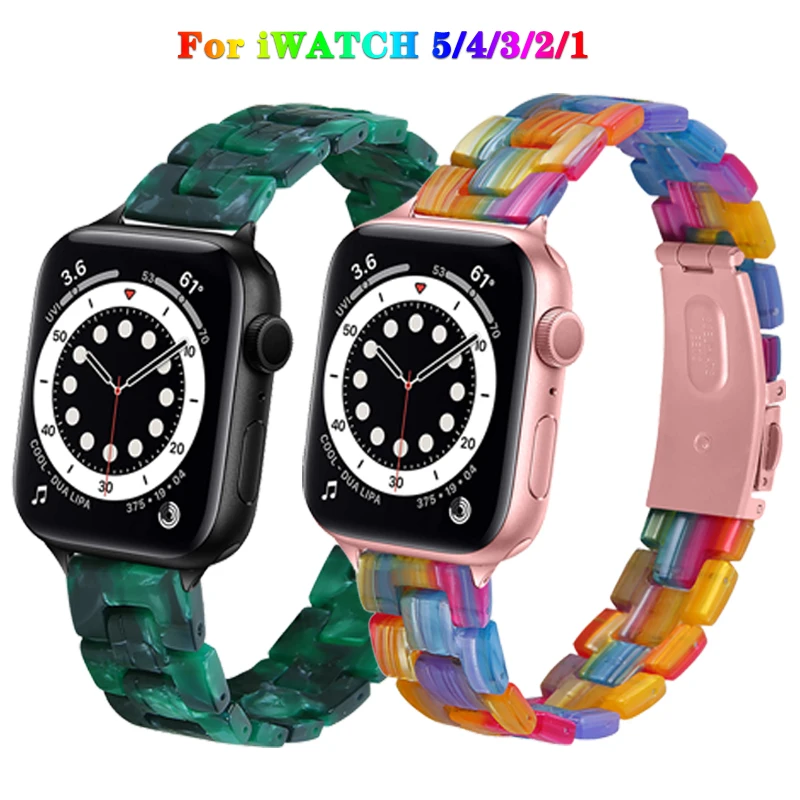 

Resin Watchband for apple watch 44mm 38MM 42mm 40mm Series iwatch 6 5 4 3 2 1 strap Wrist Accessories loop bracelet Replacement