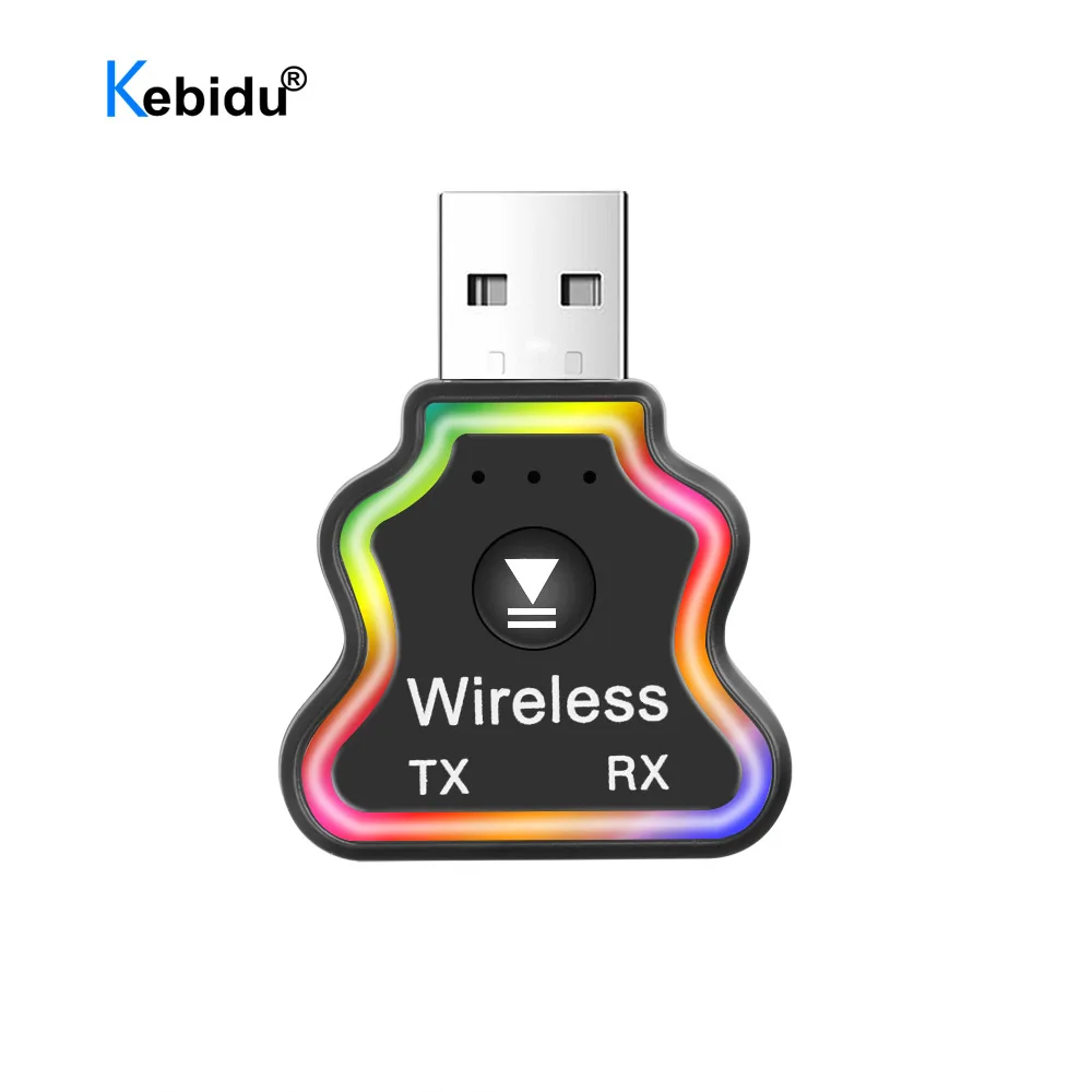 Аудиоприемник Kebidu со светодиодной подсветкой Bluetooth 5 0 передатчик 7 цветов