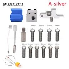 Sidewinder X1 and Genius Sliver Volcanic Nozzle Silicone Kit 3D Printer Parts Throat Handle Thermistor Heating Pipe Heated Block