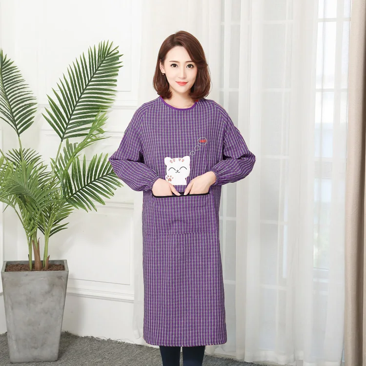 

Protection Cloth Skirt Long Sleeve Apron Work Clothes Blouse Long below the Knee Full Body Lengthened