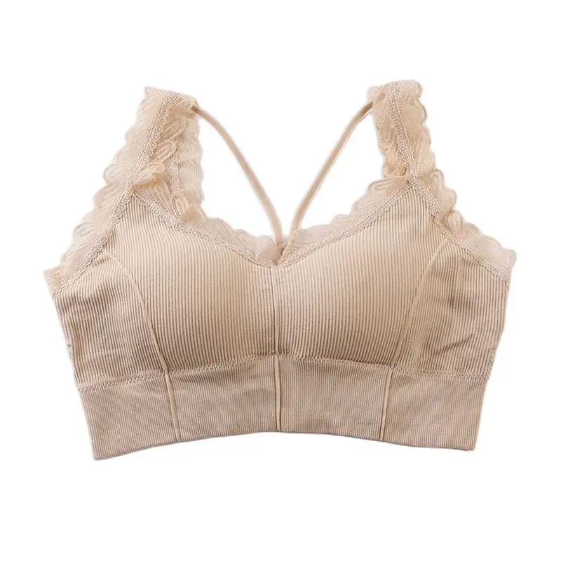 Женский кружевной бюстгальтер пуш ап бесшовный розовый без косточек с