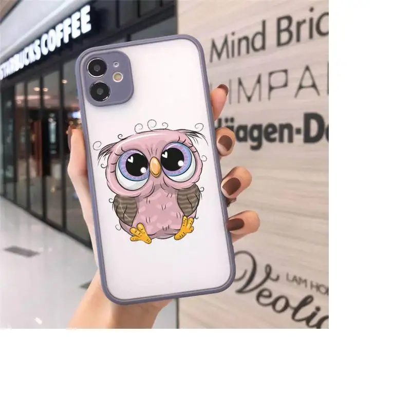 

Cartoon Girl Gifts Cute Owl lovers Phone Case Matte Transparent for iPhone 7 8 11 12 s mini pro X XS XR MAX Plus cover funda