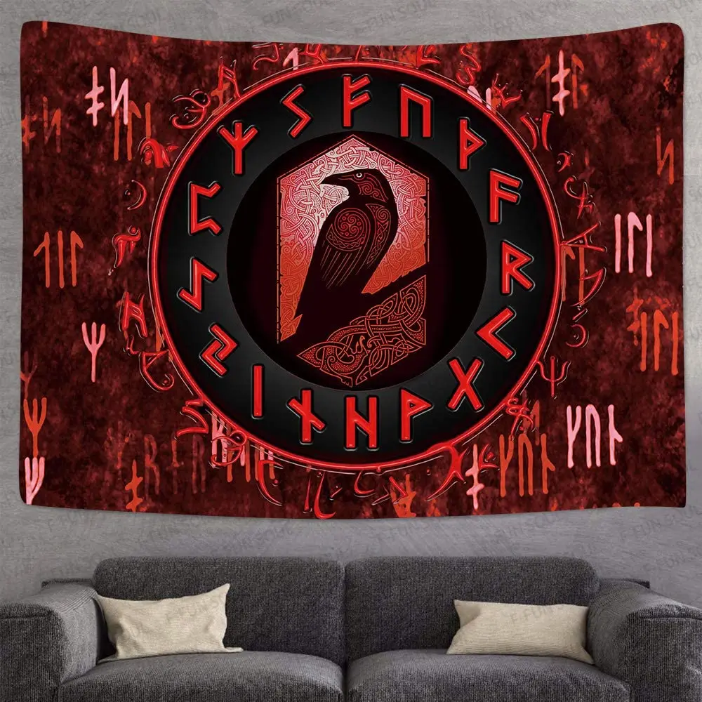 

Красный Ворон медитация руны эстетическое искусство настенный Виниловый фон для фотосъемки для гостиной спальни Декор Фон