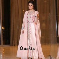 pink moroccan kaftan mother fuchsia beaded belt jacket bride dresses appliques arabic muslim special occasion formal party gown