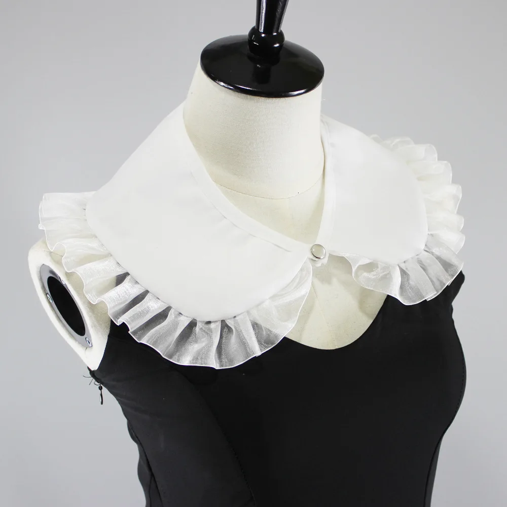 Белая хлопчатобумажная шаль кружевное украшение свинцовый воротник с круглым