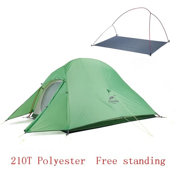 210T Green Naturehike Cloud Up 2 Сверхлегкая палатка для походов на открытом воздухе 20D/210T тканевые палатки для кемпинга для 2 человек с бесплатным ковриком NH17T001-T - Цвет: 210T Green