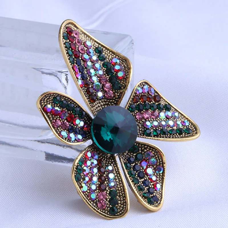 zlxgirl jewelry High quality crystal flower shape brooch for girlfriends couple scarf sweater hijab pins | Украшения и аксессуары