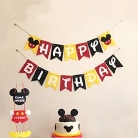 mickey mouse theme high quality birthday party decor banner mickey happy birthday banner party pull flower decoration supplies