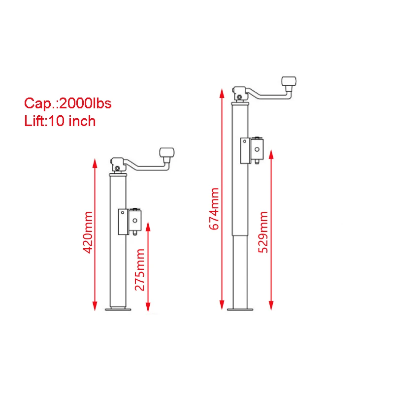 CVP 2000 Lbs подъемник для прицепа шпунтовая лампа верхняя ветровая труба 10 дюймов