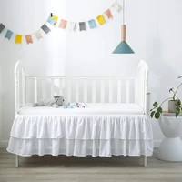 two layers rufflled bed skirt children baby crib bed skirt baby bed cover couvre lit home bedding bedspread bedroom bedsheet