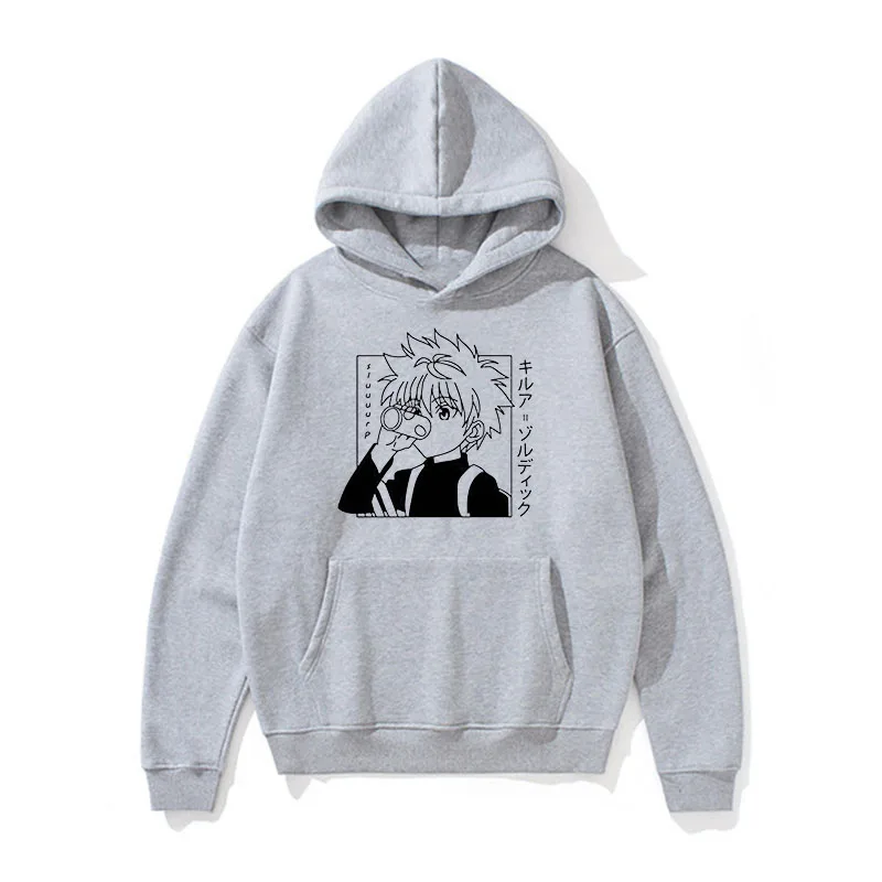 Anime Funny Killua Eyes HxH Hoodies 2021 Winter Japanese Style Hunter X Sweatshirt Streetwear Women/Men | Мужская одежда