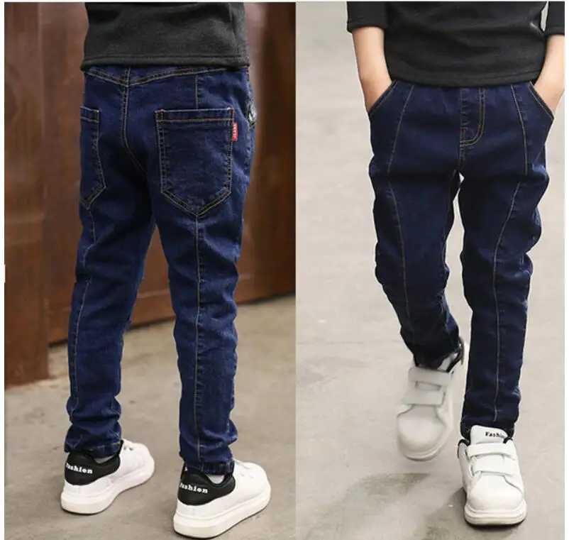 Детские теплые флисовые джинсовые штаны на осень и зиму для мальчиков от 2 до 12