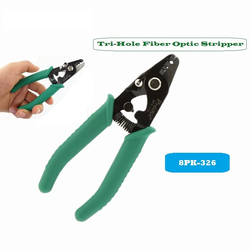 Proskit Clamp Fiber Stripping Pliers 8PK-326 Tri-Hole Fiber Optic Stripper 8PK-326 FTTH FIber Wire Stripper 8PK-326