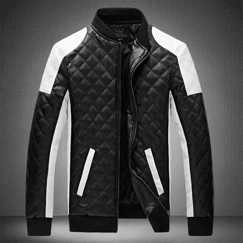 

Мужская кожаная повседневная куртка, Классическая мотоциклетная велосипедная куртка высокого качества, мужские плотные пальто, сезон весн...