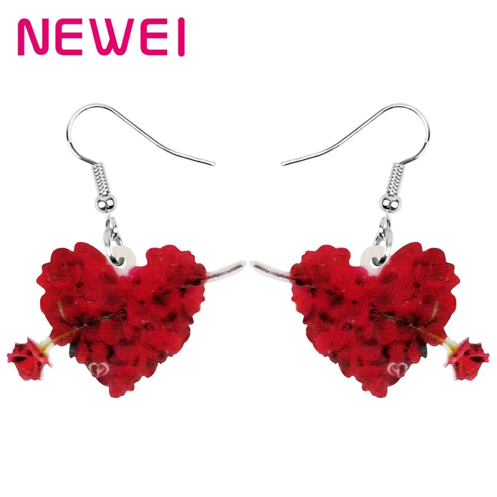 Newei акриловый День Святого Валентина сердце роза стрела серьги-подвески в форме