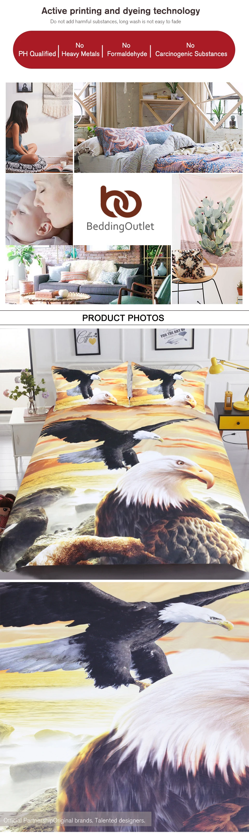 BeddingOutlet орлы Постельное белье 3D море печатных пододеяльник двойной для взрослых детей покрывало постановочная фотография постельное белье, комплект из 3 предметов