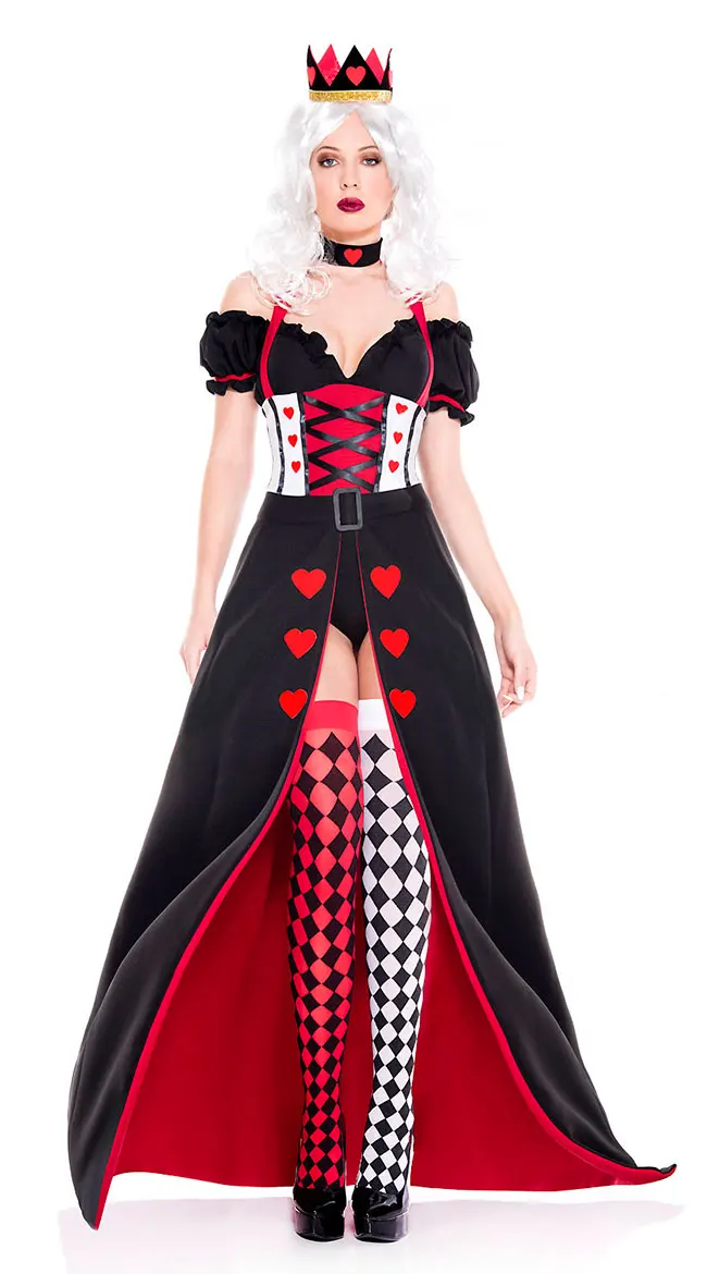 queen of hearts alice in wonderland costume poker queen cosplay halloween masquerade costumes sexy dress free global shipping