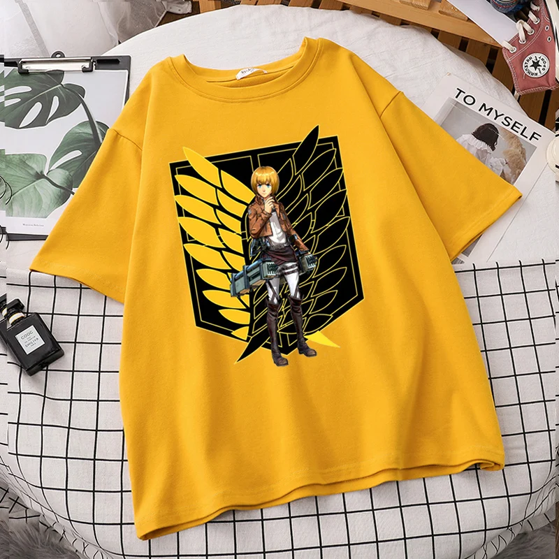 

Women Attack On Titan Shingeki No Kyojin T Shirt Brand Ulzzang TShirts Harajuku Oversized Tumblr Round Neck Top Short Sleeve Tee