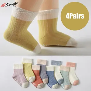 4Pairs Baby Socks Cotton Four Seasons Anti Slip for Newborn Baby Children's Socks Baby Boy Infant So