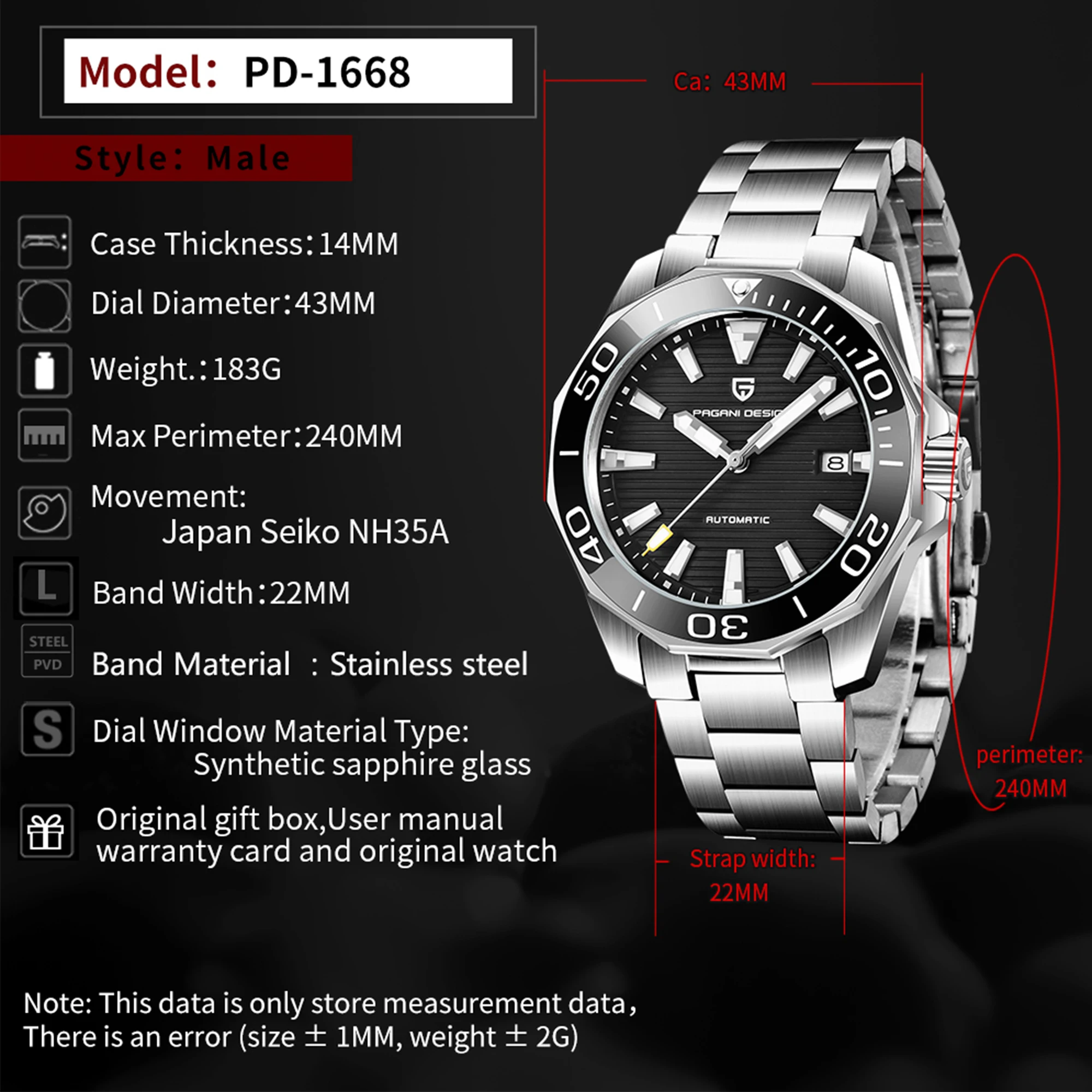 Часы pagani design Relogio masculinoautomatic часы steeldive мужские 2020 luxurynh35бесплатная доставка nh35a |