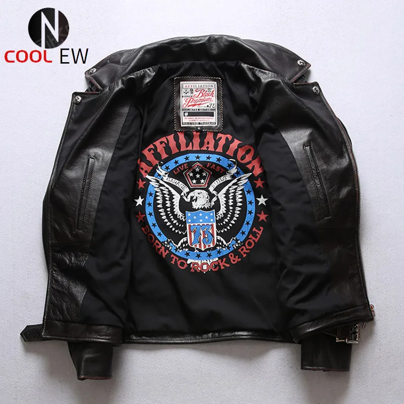 

2021 Vintage Brown Motorcycle Style Genuine Leather Jacket Men Plus Size 3XL Real Natural Cowhide Spring Slim Fit Biker's Coat