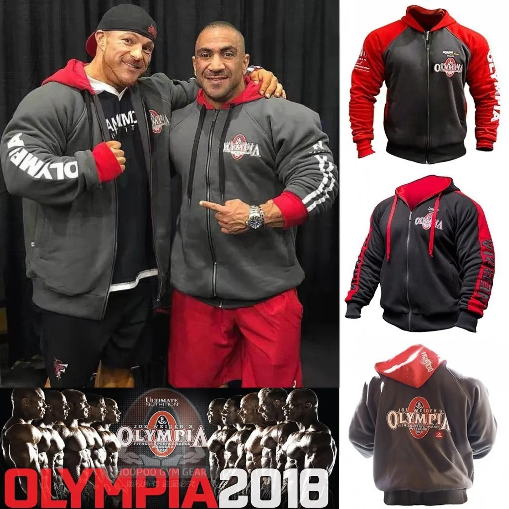 2019 OLYMPIA мужские толстовки на молнии модные повседневные спортивные залы фитнесс