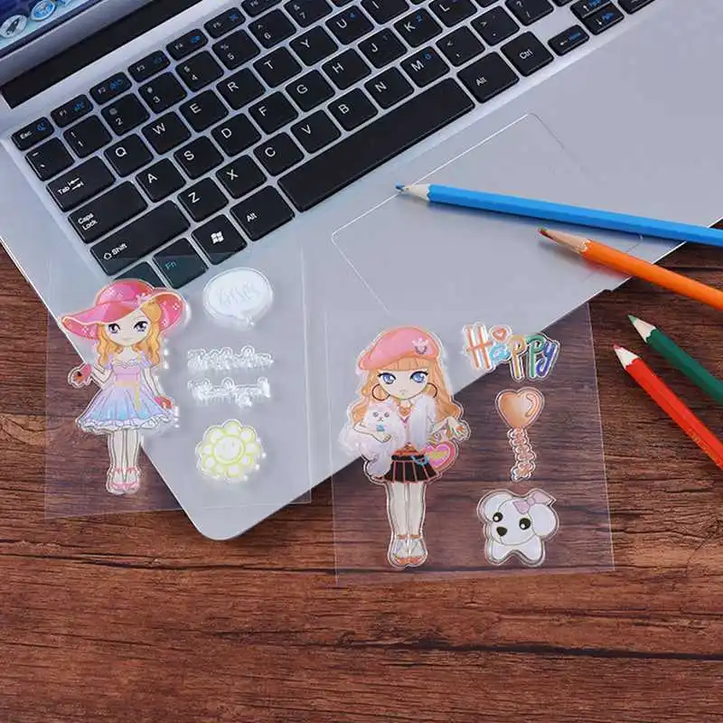 Прозрачные прозрачные штампы силиконовые уплотнения счастливая девушка для